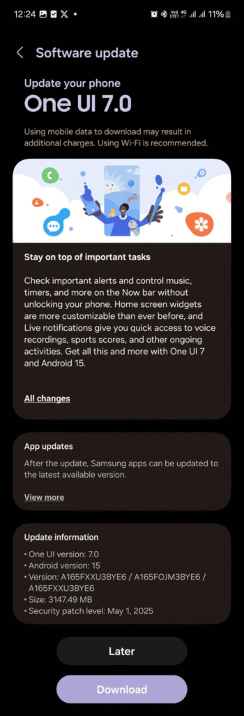 More Samsung Devices Get Hold of UI 7 (Android 15) Update as Galaxy A16's Expands Globally